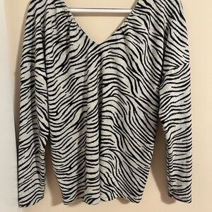 Anthropologie Black and White Zebra Long Sleeve Top